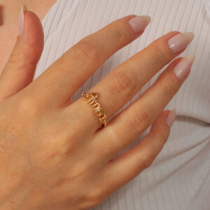 Anel estilizado amor banhado em ouro 18k