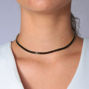 Choker riviera baguete zircônia ônix banhado em ouro 18k
