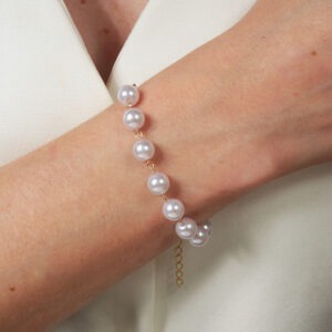 Pulseira clássica de pérolas banhada em ouro 18k