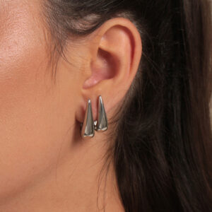 Kit de argolas gota bold afinada lisas banhado em ouro branco