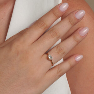 Falange solitário slim coração cristal cravejado banhado em ouro 18k