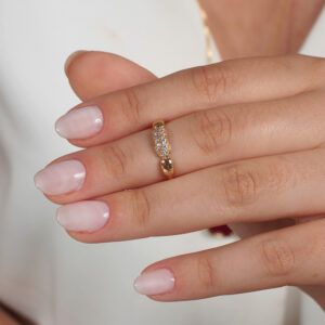 Falange pavê curvo banhado em ouro 18k