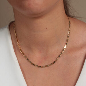 Colar elos piastrine banhado em ouro 18k