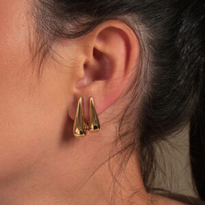 Kit de argolas gota bold  afinada lisas banhado em ouro 18k