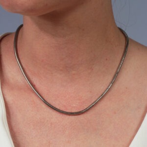 Colar malha rabo de rato banhado em ouro branco