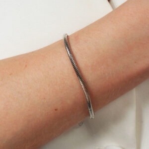 Pulseira malha rabo de rato banhado em ouro branco