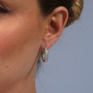 Argola tradicional média cravejada banhada no ouro branco