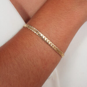 Pulseira trançada texturizada banhada em ouro 18k