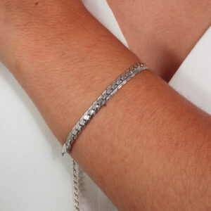 Pulseira trançada  banhada em ouro branco