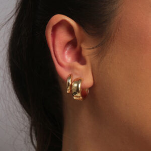 Kit de argolinhas grossa e slim lisas banhado em ouro 18k