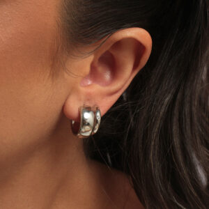 Kit de argolinhas grossa e slim lisas banahdo em ouro branco