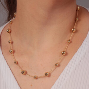 Colar bolas lisas espaçadas banhado em ouro 18k