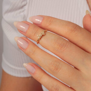 Falange triângulo duplo delicado cravejado banhado em ouro 18k