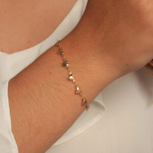 Pulseira corações slim lisos banhado em ouro 18k