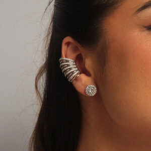 Kit brinco com zircônia cristal adorno cravejado com piercing fake fios cravejados banhado em ouro branco