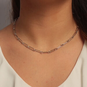 Colar elos cartie slim banhado em ouro branco