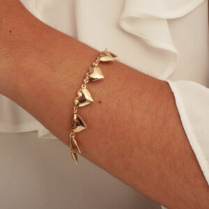 Pulseira corações lisos banhado em ouro 18k