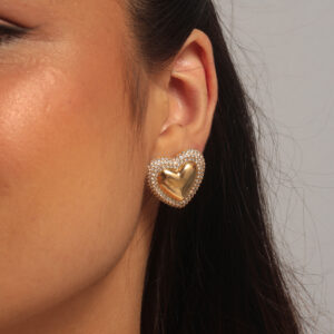 Brinco coração banhado em ouro 18k