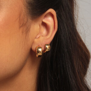 Kit de argolinhas grossas lisas banhado em ouro 18k