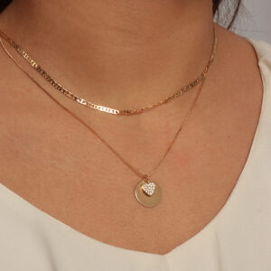 Kit de colares pingente medalha  com coração cravejado banhado em ouro 18k