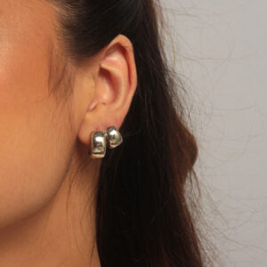 Kit de argolinhas grossas lisas banhado em ouro branco