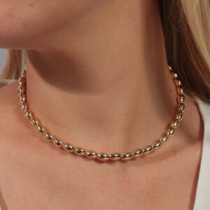 Choker gomos ovais lisos banhado em ouro 18k