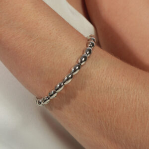 Pulseira gomos ovais lisos banhado em ouro branco