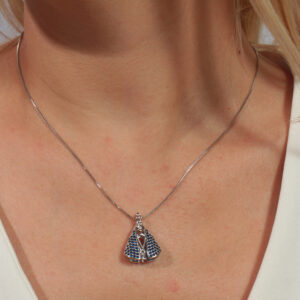 Colar nossa senhora dupla face cravejada banhado em ouro branco