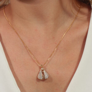Colar nossa senhora dupla face cravejada banhado em ouro 18k
