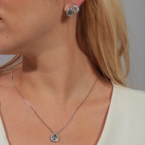 Conjunto gota zircônia verde claro adorno cravejado banhado em ouro branco