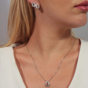 Conjunto gota zircônia champanhe adorno cravejado banhado em ouro branco