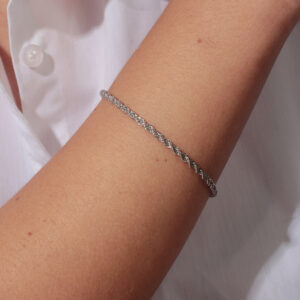 Pulseira cordão baiano banhada em ouro branco