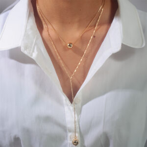 Kit de colares gravatinha cartie e veneziana com pingente esfera banhado em ouro 18k