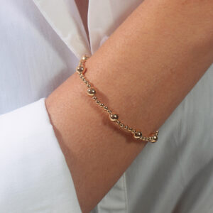 Bracelete ajústavel esferas banhado ouro 18k