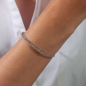 Bracelete esferas slim banhado em ouro branco