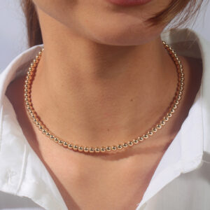 Choker aro bolas lisas banhado em ouro 18k