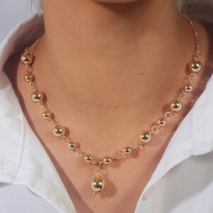 Colar balls banhado em ouro 18k