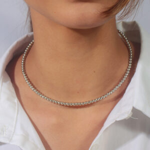 Choker aro bolas lisas banhado em ouro ouro branco