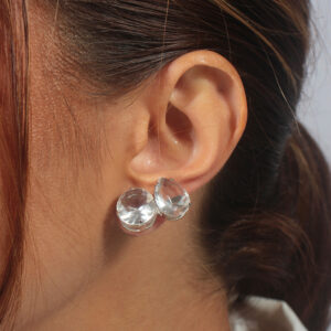 Ear Cuff de zircônias cristal banhado em ouro branco