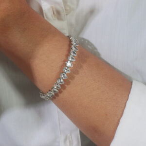 Bracelete riviera de gotas cristais banhado em ouro branco