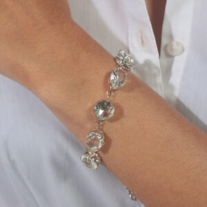 Pulseira de zircônias cristais banhado em ouro branco