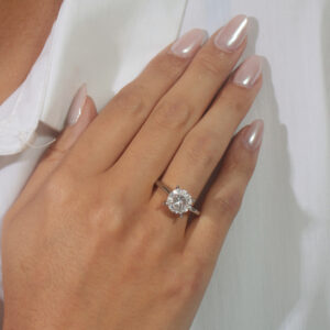 Solitário zircônia redonda cristal banhado em ouro branco
