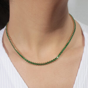 Colar riviera verde esmeralda banhada em ouro 18k