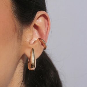 Kit argola bold lisa com piercing fake banhado em ouro 18k