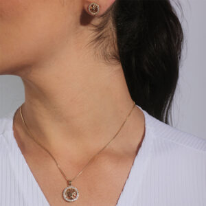 Conjunto árvore da vida cravejado banhado em ouro 18k