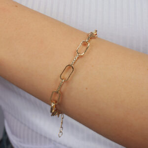 Pulseira elos cartie ovais texturizados banhado em ouro 18k