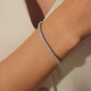 Pulseira Riviera retangular cristal banhado em ouro branco