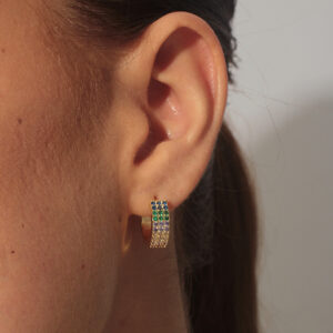Argolinha cravejada colors banhado em ouro 18k