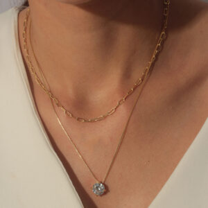 Kit de colares cartie com ponto de luz cristal banhado em ouro 18k