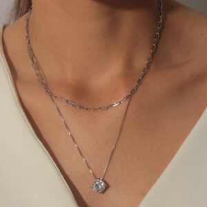 Kit de colares cartie com ponto de luz cristal banhado em ouro branco